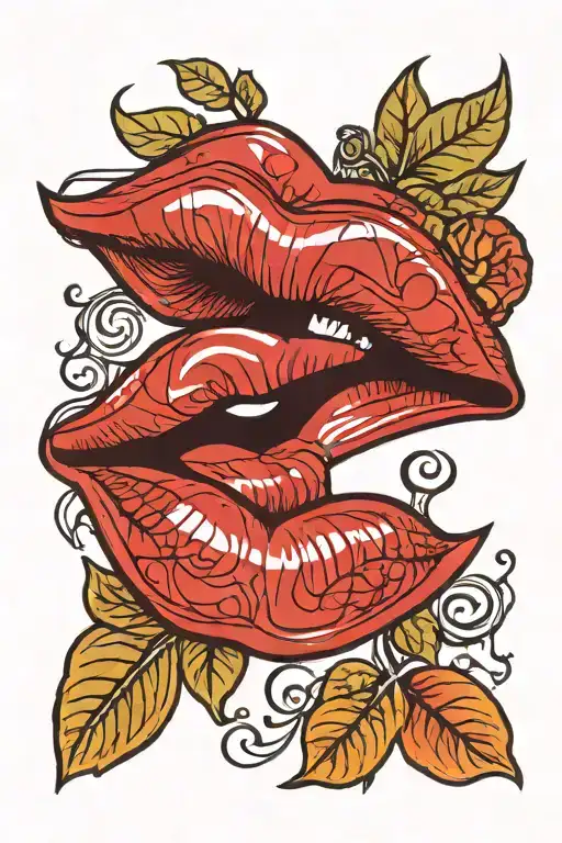 lips like kissed with red tattoo design idea