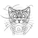 a cat playing with a ball of lines tattoo design idea