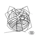 a cat playing with a ball of lines tattoo design idea