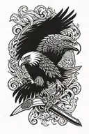 eagle with chef's knife surrounded tattoo design idea