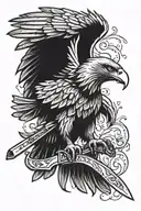 eagle with chef's knife surrounded tattoo design idea