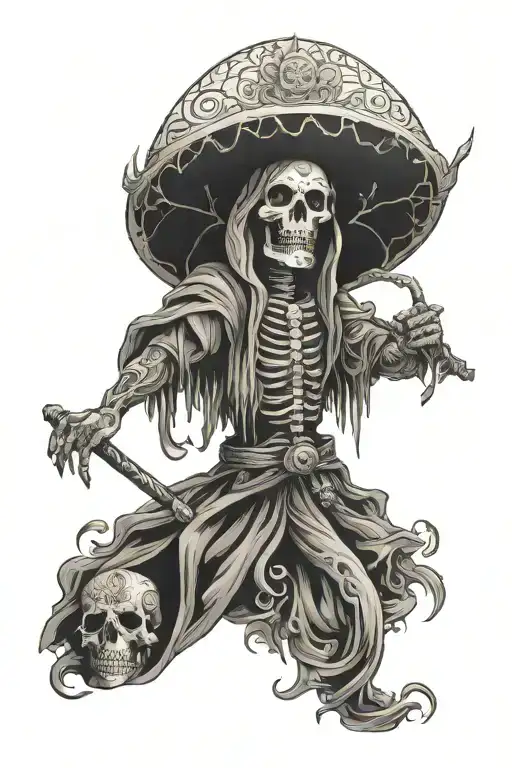 santa muerte chicano style tattoo design idea