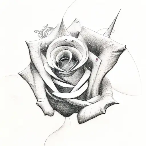A sketch-style tattoo featuring a camshaft surrounded by a border of rose petals tattoo design idea