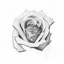 A sketch-style tattoo featuring a camshaft surrounded by a border of rose petals tattoo design idea