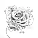 A unique combination of a camshaft and a rose vine intertwined together tattoo design idea