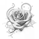A unique combination of a camshaft and a rose vine intertwined together tattoo design idea