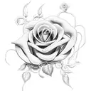 A unique combination of a camshaft and a rose vine intertwined together tattoo design idea