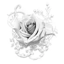 A unique combination of a camshaft and a rose vine intertwined together tattoo design idea