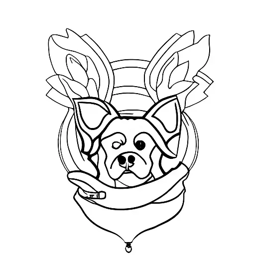 A minimalist tattoo of a dog wearing a collar with a BDSM symbol tattoo design idea