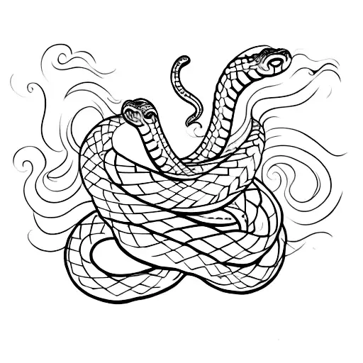 A minimalist tattoo of a snake wrapped around a pinup girl tattoo design idea
