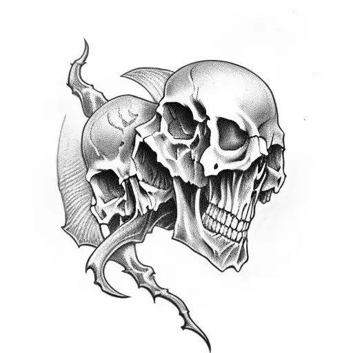 vampire with skull tattoo design idea