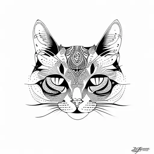 fractal cat tattoo design idea