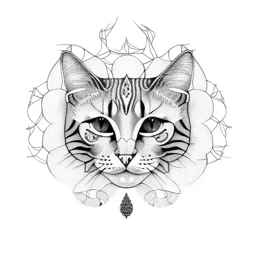 fractal cat tattoo design idea
