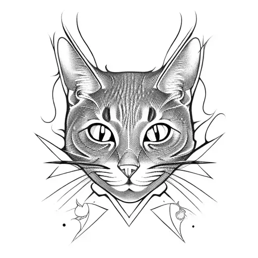 gato murcielago tattoo design idea