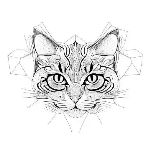 fractal cat tattoo design idea