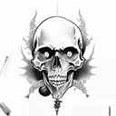 vampire with skull tattoo design idea