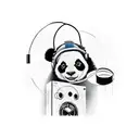 A panda DJ spinning vinyl records on a turntable tattoo design idea