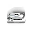 A panda DJ spinning vinyl records on a turntable tattoo design idea