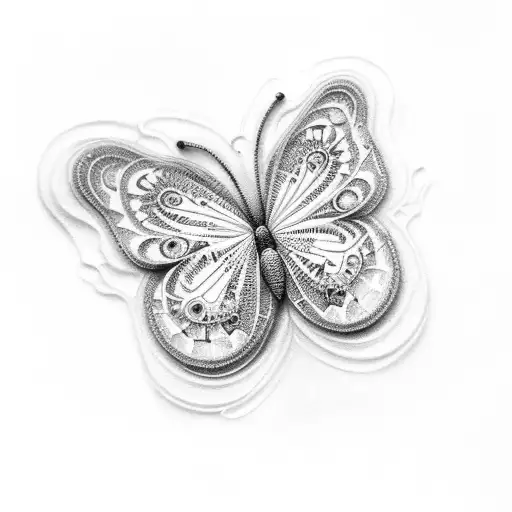 white butterfly with dates tattoo design idea