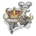 king crown, queen crown, Aries star, Taurus star tattoo design idea