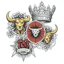 king crown, queen crown, Aries star, Taurus star tattoo design idea