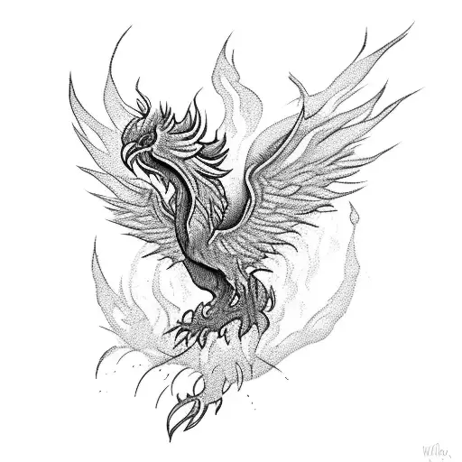 phoenix rising from flames  tattoo design idea