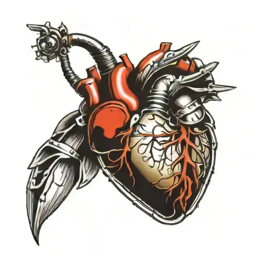pacemaker bionic heart tattoo design idea