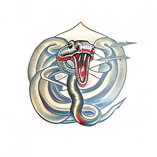 Snake impaled on a sword tattoo design idea