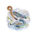 Snake impaled on a sword tattoo design idea