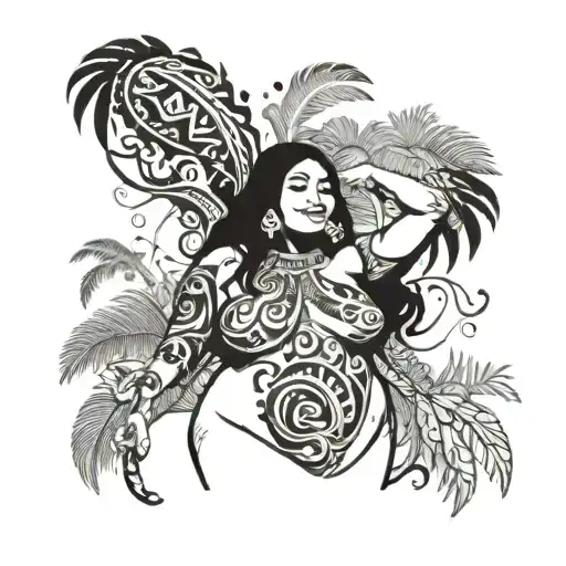 indian island fat girl nude breast smile happy aquarius waterfall jungle tattoo design idea