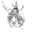 Mongol warrior on horse back thirsty for blood tattoo design idea