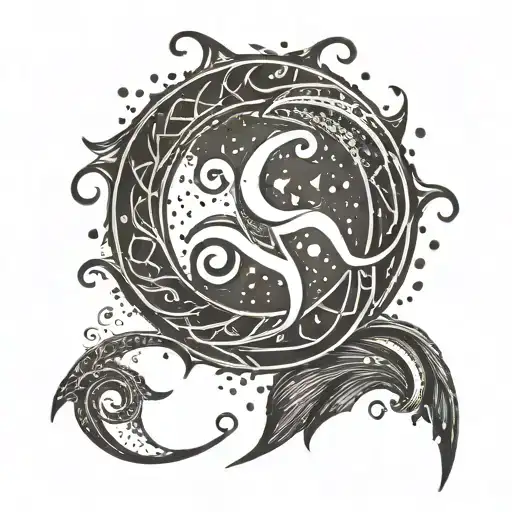 A tattoo design of a wind element swirling around a triathlon symbol, representing your passion for triathlons and the power of nature tattoo design idea