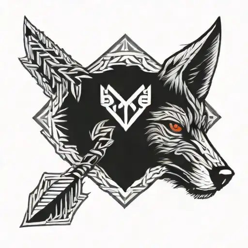 Arrow and wolf celt tattoo design idea