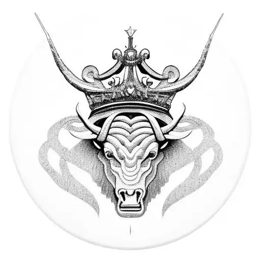 Taurus king crown tattoo design idea