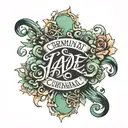 written jade in criminal cursive tattoo design idea