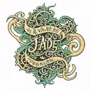 written jade in criminal cursive tattoo design idea