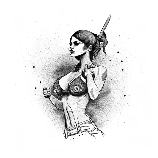 strong wounded independant woman tattoo design idea