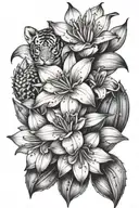 cactus, tiger lily flowers  tattoo design idea
