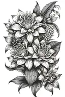 cactus, tiger lily flowers  tattoo design idea