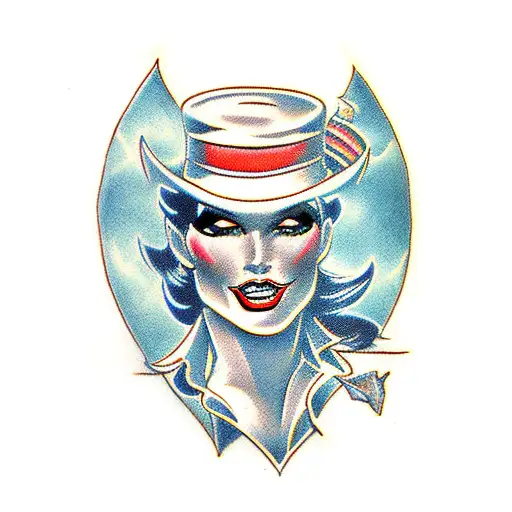 zatanna with panther American traditional sailor Jerry style tattoo design idea