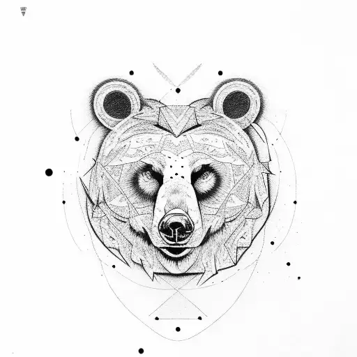 Forest with a bear tattoo design idea