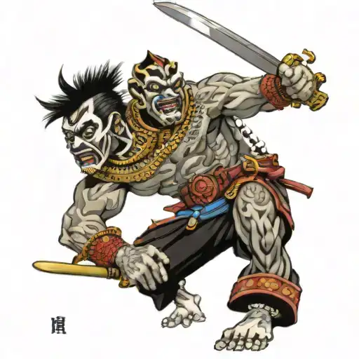 zulu warrior battling tattoo design idea