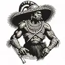 zulu warrior standing tattoo design idea