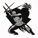 zulu warrior battling tattoo design idea