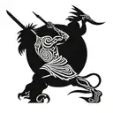 zulu warrior battling tattoo design idea