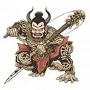 zulu warrior battling tattoo design idea