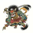 zulu warrior battling tattoo design idea