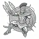zulu warrior battling tattoo design idea