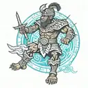 zulu warrior battling tattoo design idea