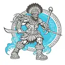 zulu warrior battling tattoo design idea